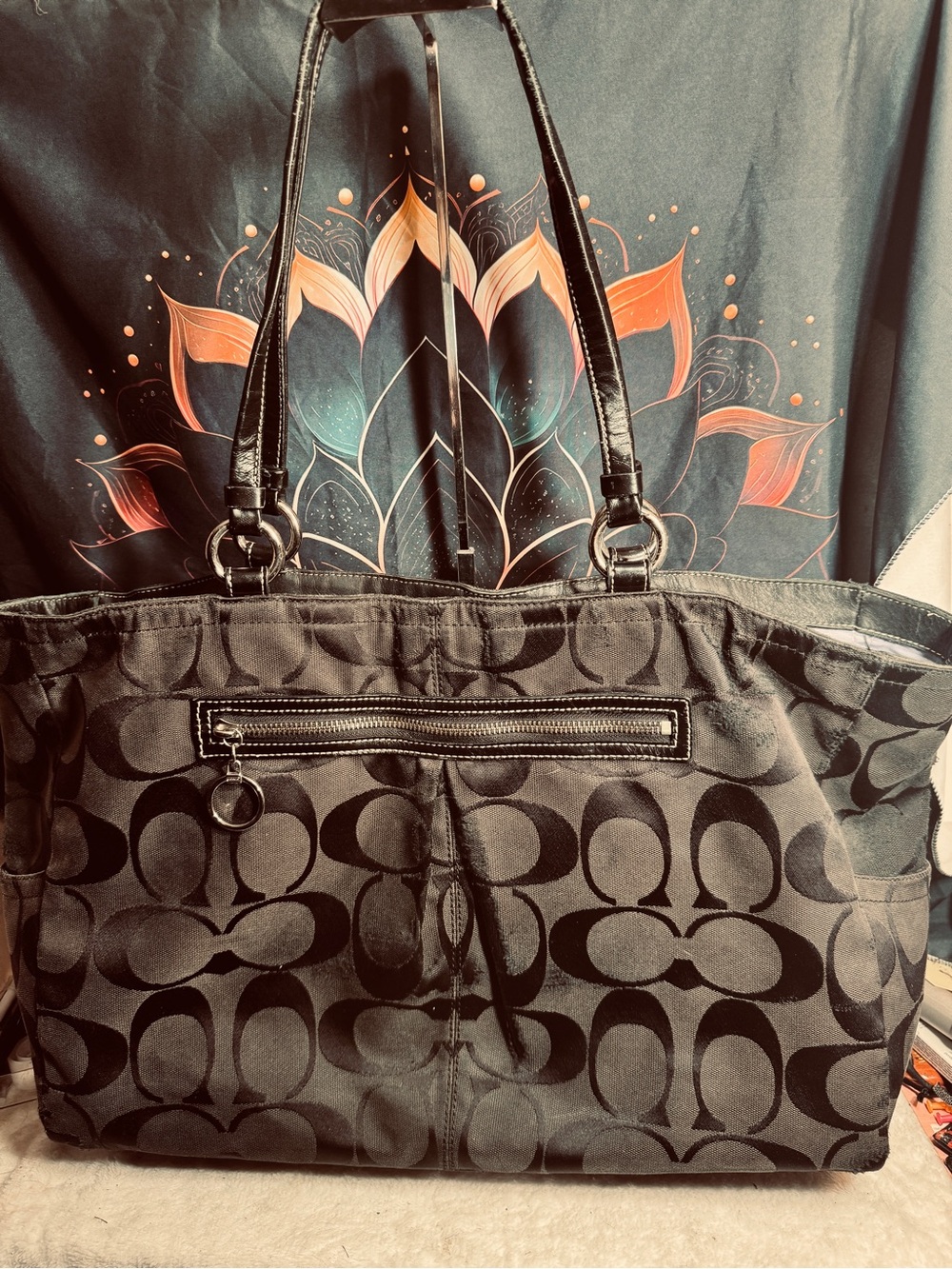 Vintage Coach Signature Logo Canvas Tote Bag